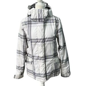 Roxy Ski Snowboarding White Black Grey Checkered Jacket Size Medium